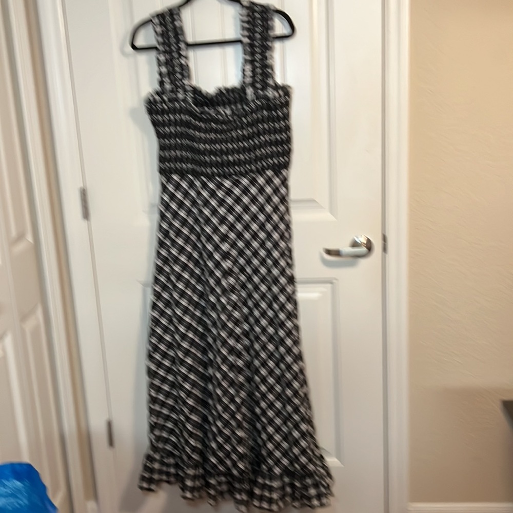 Ganni Black and White Plaid Maxi Dress - Picture 5 of 7